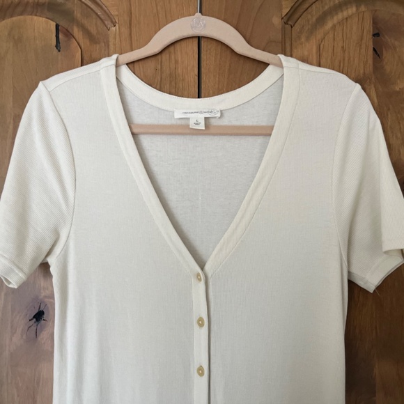 Nordstrom Treasure and Bond Button Front Rib Dress (ivory dove-large) - Picture 3 of 6